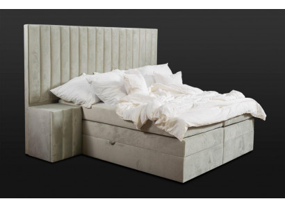 Modernes Taupes Doppelbett 2x Nachttische Schlafzimmer Boxspringbett