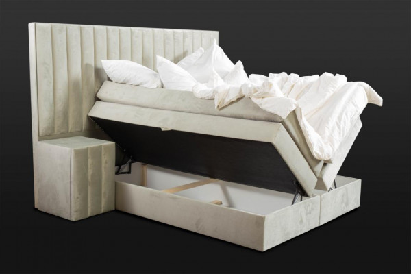 Modernes Taupes Doppelbett 2x Nachttische Schlafzimmer Boxspringbett