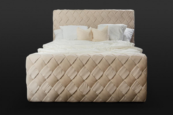 Beiges Doppelbett Moderne Schlafzimmer Möbel Luxus Stilvolles Gewebebett