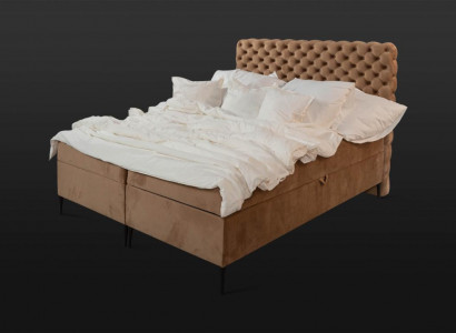 Brauner Chesterfield Doppelbett Luxus Boxspringbett Schlafzimmer Betten