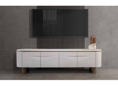 TV Ständer stilvoll RTV Lowboard Wohnwand Sideboard Weiß Holz Modern Design