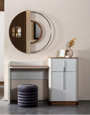 Modern Schlafzimmer Set Bett 2x Nachttische Schminktisch mit Spiegel Schrank Neu