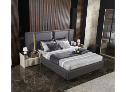 Modern Komplett Schlafzimmer Möbel Set Bett 2x Nachttisch Kleiderschrank 4tlg