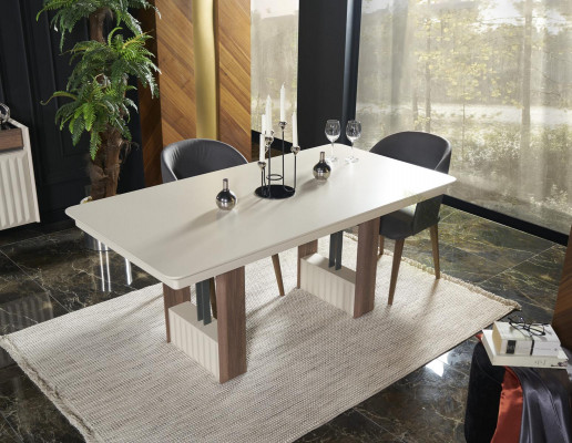 Esszimmer Set Esstisch 4x Stühle Kommode Spiegel Modern Set Weiß Essgruppe