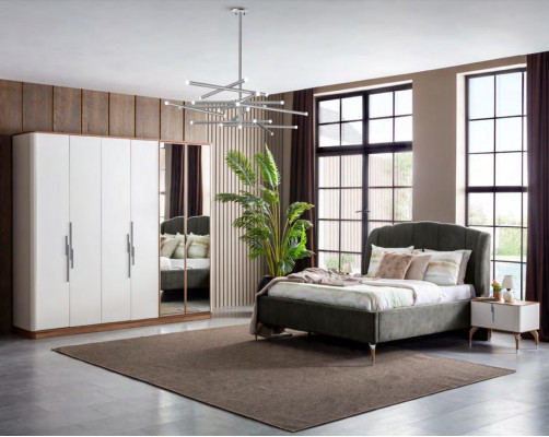 Luxuriöse Schlafzimmer Set Luxus Komplettes Bett 2x Nachttisch Modern 3tlg Neu