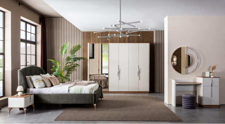 Luxuriöse Schlafzimmer Set Luxus Komplettes Bett 2x Nachttisch Modern 3tlg Neu
