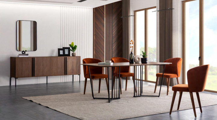 Luxus Esszimmer set Esstisch 4x Stühle Holz Stuhl Textil Essgruppe Garnitur Neu