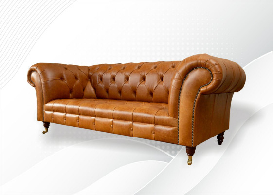 Chesterfield 3 Sitzer Couchen Nussbraun Modern Design Leder Sofa Kreative Möbel