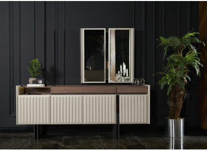 Luxus Moder design Kommode mit Spiegel Modern Sideboard Esszimmer Möbel Holz Neu