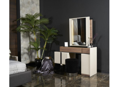 Modern Design Weiß Schminktisch mit Spiegel Luxus Schlafzimmer Möbel 2tlg Neu