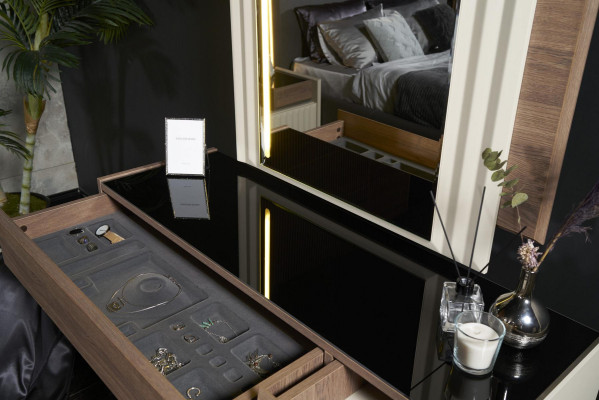 Modern Design Weiß Schminktisch mit Spiegel Luxus Schlafzimmer Möbel 2tlg Neu