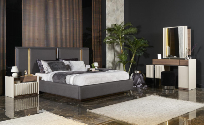 Modern Design Weiß Schminktisch mit Spiegel Luxus Schlafzimmer Möbel 2tlg Neu