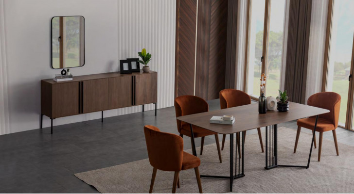 Esszimmer Kommode Sideboard mit Spiegel Modern Neu Luxus Kommoden Holz Design