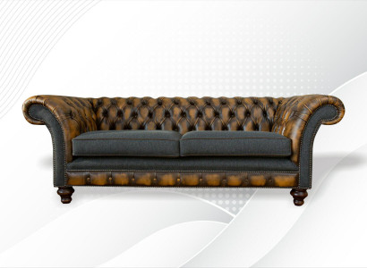 Chesterfield Gelbe Leder Designer Modern Design Möbel Luxus Wohnzimmer 3Sitzer