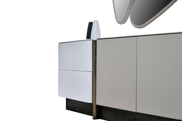 Garnitur Kommode mit Spiegel Schrank Modern Schlafzimmer Set Weiß