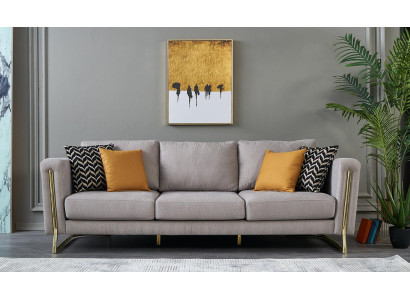 Dreisitzer Couch Sofa 3 Sitzer Grau Stoff Stoffsofa Polstersofa Modern
