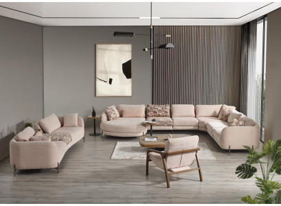 Set 5tlg Garnitur Sofa U-Form Sofa Viersitz Möbel Sessel Luxus Einrichtung