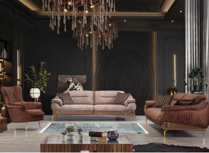 Wohnzimmer Set 2x Dreisitzer Sofa Luxus Sessel Einrichtung Design Couch