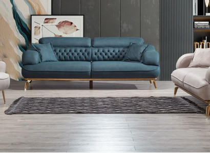 Wohnzimmer Sofagarnitur 3tlg Modern Chesterfield 2xDreisitzer Sofa Design Sessel