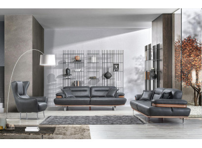 Designer Wohnzimmer Set 3tlg Dreisitzer Sofa Einrichtung Modern Sessel
