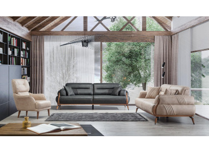 Dreisitzer Sofas Wohnzimmer Designer Polstermöbel Sessel Modern Polstersofas