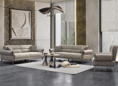 Wohnzimmer Luxus Set 3tlg 2x Sofa Dreisitzer Einrichtung Sessel Polstermöbel