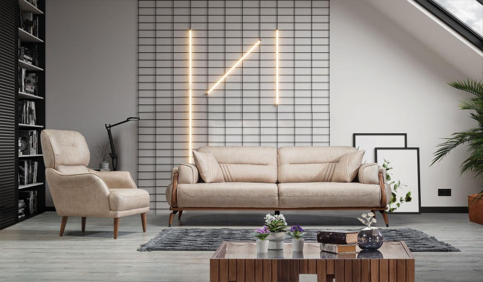 Sofa Garnitur 2tlg Wohnzimmer Sofa Dreisitzer Designer Sessel Luxus Polstermöbel
