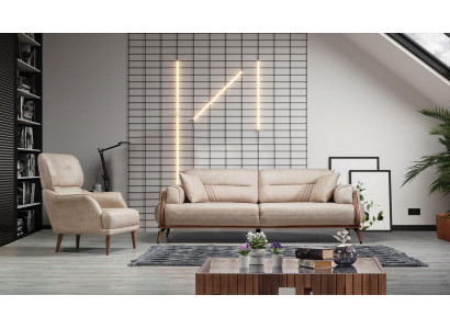 Sofa Garnitur 2tlg Wohnzimmer Sofa Dreisitzer Designer Sessel Luxus Polstermöbel