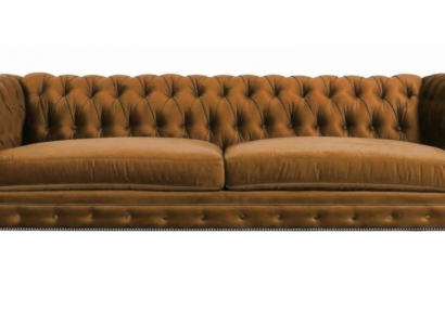 Chesterfield Dreisitzer Kreative Möbel Textil Stoff Orange Neu Wohnzimmer Modern