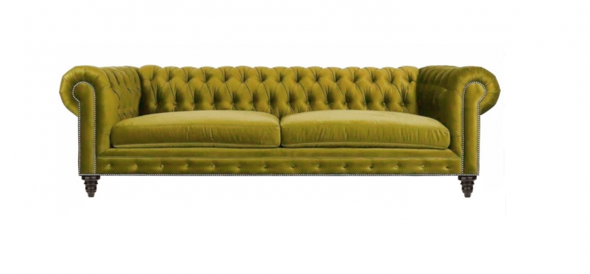 Gelbe Wohnzimmer Modern Chesterfield Dreisitzer Kreative Möbel Textil Stoff xxl