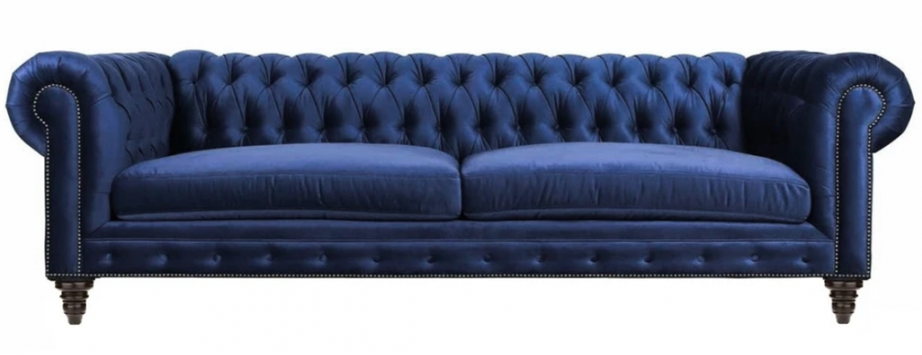 Chesterfield Dreisitzer Blau Neu Wohnzimmer Modern Kreative Möbel Textil Stoff