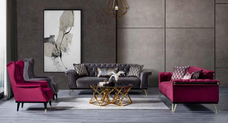 Rosa Sessel Luxus Designer Wohnzimmer EInsitzer Cocktailsessel Holz
