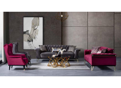 Rosa Sessel Luxus Designer Wohnzimmer EInsitzer Cocktailsessel Holz
