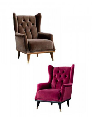 Rosa Sessel Luxus Designer Wohnzimmer EInsitzer Cocktailsessel Holz