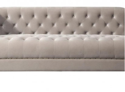 Hellgrau Dreisitzer Textil Chesterfield Wohnzimmer Modern Design Couchen Sofa