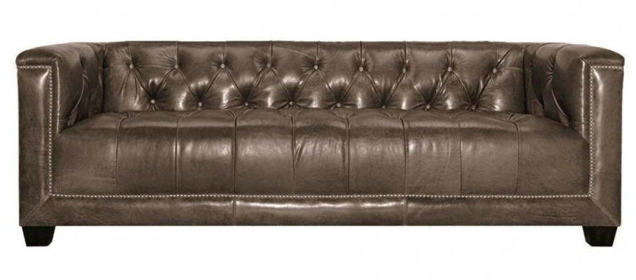 Braun Dreisitzer Leder Chesterfield Wohnzimmer Modern Design Couchen Sofa Neu