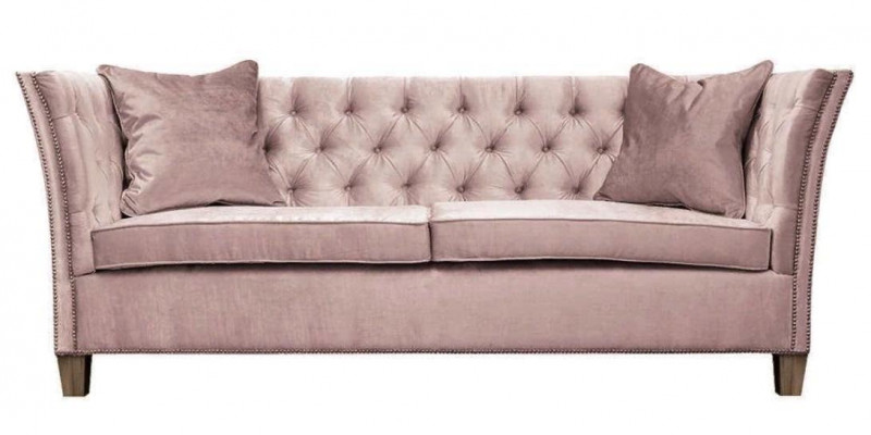 Chesterfield Zweisitzer Hellgrau Stoff Wohnzimmer Design Polster Sofa Kreative
