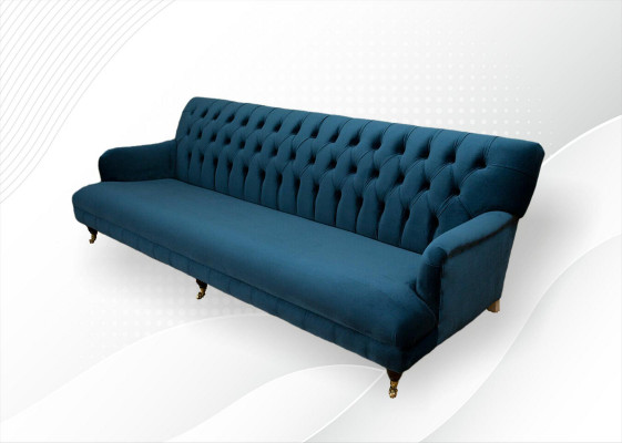 Big Sofa Couch Chesterfield 250cm Polster Sofas 4-er Leder Textil Turkis