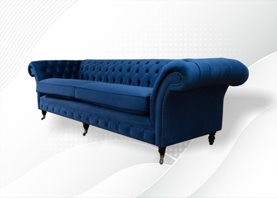 Blaue xxl Big Sofa Couch Chesterfield 265cm Polster Sofas 4 Sitzer
