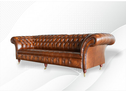 Braune Chesterfield Sofa Couch Polster Leder Couchen Garnitur 4 Sitzer