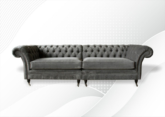 XXL Chesterfield Sofa 4 Sitzer Couch Polster Sitz Garnitur Textil Leder