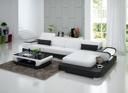 Eleganz Neues L-förmiges Designer-Ledersofa für stilvolle Wohnräume