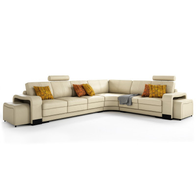 Ecksofa + USB,Polster Sofa Wohnlandschaft Sitz Eck Garnitur Leder Textil FrancoC