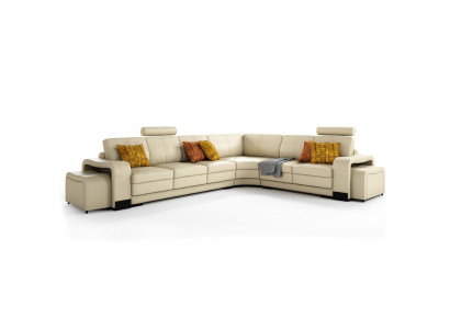 Ecksofa + USB,Polster Sofa Wohnlandschaft Sitz Eck Garnitur Leder Textil FrancoC
