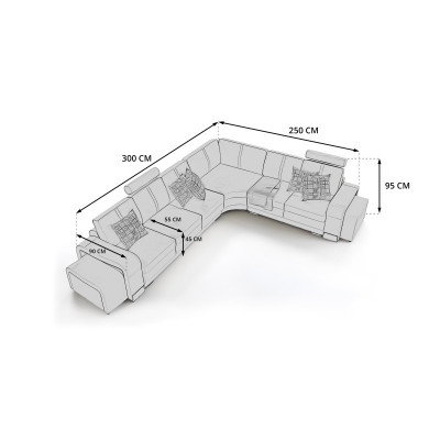 Ecksofa + USB,Polster Sofa Wohnlandschaft Sitz Eck Garnitur Leder Textil FrancoC