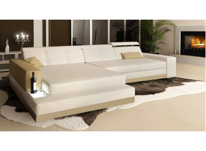 Ledersofa mit USB Wohnlandschaft Ecksofa Eck Garnitur Design Modern Sofa C4010B