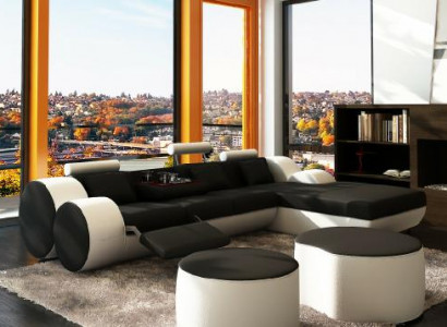 DESIGNER LEDERSOFA GARNITUR ECKCOUCH LEDER ECKSOFA WOHNLANDSCHAFT LEDERCOUCH