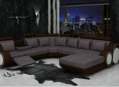 Textil Sofa Mit USB XXL Wohnlandschaft Stoff Couch Big Sofa Polster Ecksofa Neu