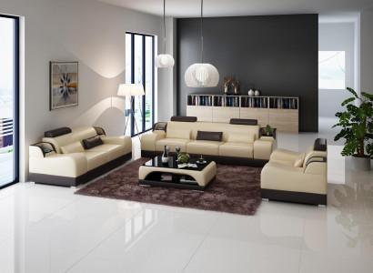 Sofagarnitur Couch Polster Sofa 3+3 Komplett Set Garnituren Design Leder 2tlg.