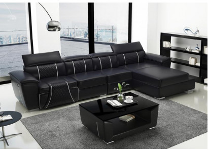 Ecksofa L-Form Sofa Couch Design Couch Polster Leder Modern Relax Automatik Neu